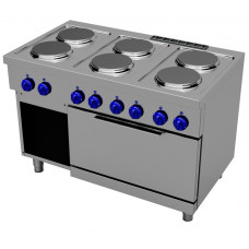 Electric cooking range with 6 round plates - 2/1 GN electric oven, Primax Chef serie Safari MG0705