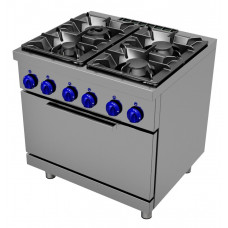 Gas cooking range 4 burners - 2/1 GN electric oven, Primax Chef serie Safari MG0776