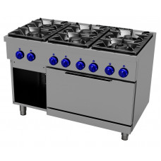 Gas cooking range 6 burners - 2/1 GN electric oven, Primax Chef serie Safari MG0777