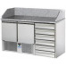 2 doors Saladette with 6 drawers and granite working top with rear riser,  Tecnodom SL02C6