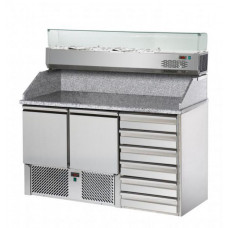 2 doors Saladette with 6 drawers and granite working top and refrigerated display, Tecnodom SL02C6VR4