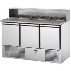 3 doors Saladette   with granite working top and Stainless Steel  rear riser,  pre-arranged for 8 GN1/6 trays Tecnodom SL03AI