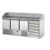 3 doors Saladette with 6 drawers and granite working top with rear riser, Tecnodom SL03C6