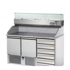 3 doors Saladette with 6 drawers and granite working top and refrigerated display, Tecnodom SL03C6VR4