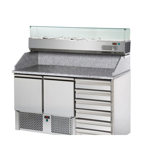 3 doors Saladette with 6 drawers and granite working top and refrigerated display, Tecnodom SL03C6VR4