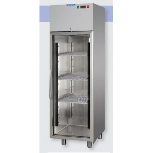 Dulap frigorific din oțel inoxidabil cu temperatură normală cu ușă din sticlă, 1 lampă neon interioară Tecnodom AF04EKOTNPV
