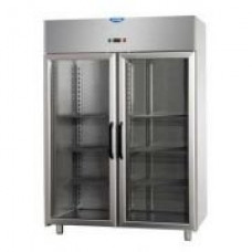 Dulap frigorific 1200 cu 2 uși din sticlă, cu temperatură normală , din oțel inoxidabil, cu 1 lampă de neon în interior, Tecnodom AF12EKOMTNPV