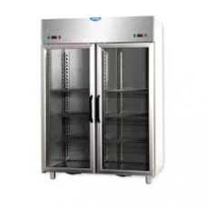 2 glass doors double temperature (NT + NT)Stainless Steel 1200 Refrigerated Cabinet with 2 Neon lights inside, Tecnodom AF12EKOPPPV
