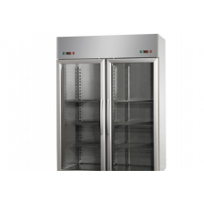 Холодильный шкаф 1200 с 2 стеклянными дверьми, из нержавеющей стали, с двойной температурой (TN + LT), с 2 неоновыми лампами внутри, Tecnodom AF12EKOPNPV