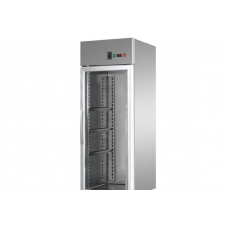 Холодильный шкаф 600x400 из нержавеющей стали, для кондитерских изделий,с стеклянной дверью, с низкой температурой, с 1 неоновым светом внутри,Tecnodom AF07EKOMBTPSPV
