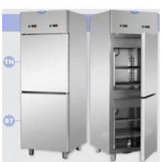 Dulap frigorific GN 2/1, static, cu 2 uși mici, din oțel inoxidabil , cu temeperatura dublă (NT + LT), Tecnodom A207EKOPN