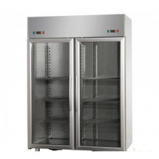 Холодильный шкаф  600x400 из нержавеющей стали, для кондитерских изделий с 2 стеклянными дверьми, с нормальной температурой , с 1 неоновой лампой внутри, Tecnodom AF14EKOMTNPSPV
