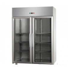 2 glass doors double temperature (LT + LT) Stainless Steel GN 2/1 Refrigerated Cabinet with 2 Neon lights inside,Tecnodom AF14EKONNPV
