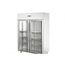 Холодильный шкаф GN 2/1 , из нержавеющей стали, c 2 стеклянными дверьми, с нормальной температурой, белым покрытием,с 1 неоновым светом внутри, Tecnodom AF14ISOMTNPVW