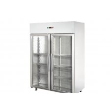 Dulap frigorific GN 2/1 din oțel inoxidabil ,cu 2 uși de sticlă, cu temperatură joasă, fon alb, Tecnodom AF14ISOMBTPVW