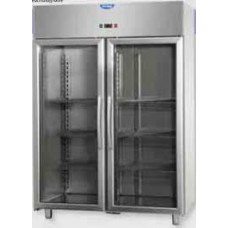 2 glass doors Low Temperature Stainless Steel GN 2/1 Refrigerated Cabinet with 1 Neon light inside , Tecnodom AF14MIDMBTPV