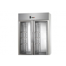 2 glass doors Normal Temperature Stainless Steel 600x400 Refrigerated Pastry Cabinet with 1 Neon light inside, Tecnodom AF14MIDMTNPSPV