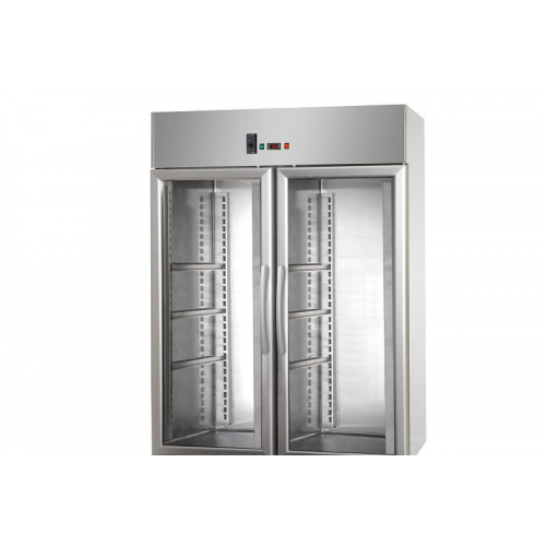Dulap frigorific din oțel inoxidabil ,GN 600x400, cu 2 uși de sticlă, cu temperatură normală, cu 1 lampă neon în interior, Tecnodom AF14MIDMTNPSPV