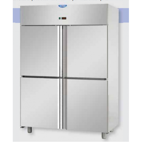 Stainless Steel 600x400 Low Temperature Refrigerated Pastry Cabinet with 4 half doors , Tecnodom A414MIDMBTPS