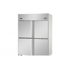 Dulap frigorific static din oțel inoxidabil ,GN 2/1, cu 4 uși mici , cu temperatură dublă (NT + NT), Tecnodom A414MIDPP