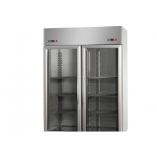 2 glass doors double temperature (NT + LT) Stainless Steel GN 2/1 Refrigerated Cabinet with 2 Neon lights inside,Tecnodom AF14MIDPNPV