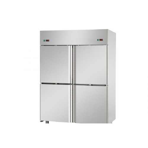 Холодильный шкаф GN 2/1, из нержавеющей стали, с 4 маленькими дверьми,с двойной температурой (LT + LT), Tecnodom A414MIDNN
