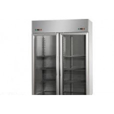 2 glass doors double temperature (LT + LT) Stainless Steel GN 2/1 Refrigerated Cabinet with 2 Neon lights inside ,Tecnodom AF14MIDNNPV