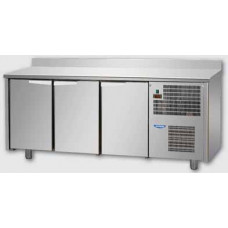 Masă frigorifică, din otel inoxidabil, cu 3 uși, cu suprafață de lucru și plintă de 100 mm, Tecnodom TF03MID60AL