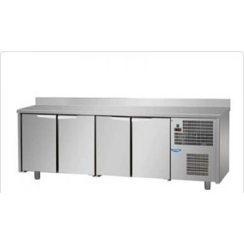 Masă frigorifică, din otel inoxidabil, cu 4 uși, cu suprafaț de lucru 100 mm si plintă, Tecnodom TF04MID60AL