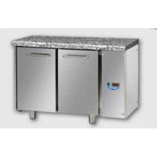 2 doors Stainless Steel GN 1/1 Refrigerated Counter with Granite working top, designed for Normal Temperature remote condensing unit , Tecnodom TF02EKOSGGRA