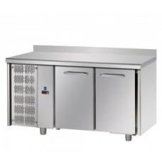 2 doors Stainless Steel GN 1/1 Refrigerated Counter with 100 mm rear riser working top,  with unit on the left side, Tecnodom TF02EKOGNSXAL