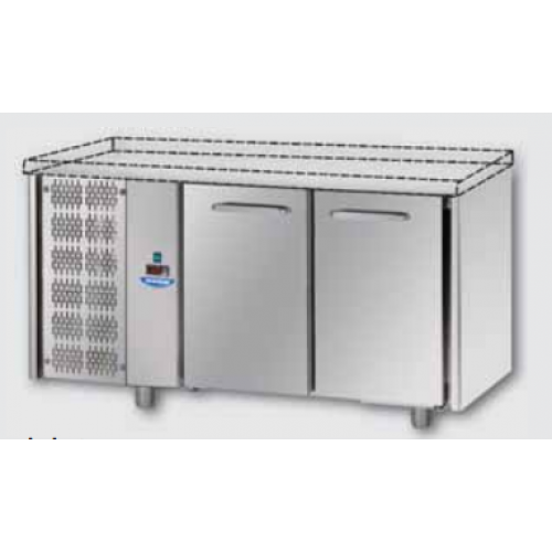 Masă frigorifică, din otel inoxidabil, cu 2 uși GN 1/1, fără suprafață de lucru , cu blocul din partea stîngă ,Tecnodom TF02EKOSPSX