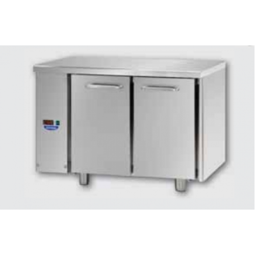 2 doors Stainless Steel GN 1/1 Refrigerated Counter designed for Normal Temperature remote condensing unit, with connections on the left side, Tecnodom TF02EKOSGSX