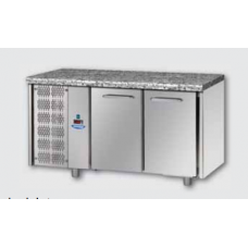 2 doors Stainless Steel GN 1/1 Refrigerated Counter with Granite working top, with unit on the left side, Tecnodom TF02EKOGNSXGRA