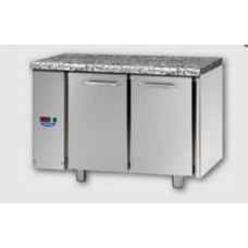 2 doors Stainless Steel GN 1/1 Refrigerated Counter with Granite working top, designed for Normal Temperature remote condensing unit, with connections on the left side , Tecnodom TF02EKOSGSXGRA