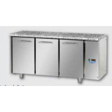 3 doors Stainless Steel GN 1/1 Refrigerated Counter with Granite working top, designed for Normal Temperature remote condensing unit, Tecnodom TF03EKOSGGRA