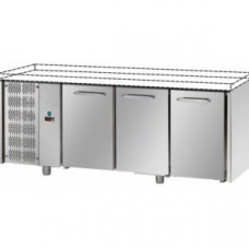 Masă frigorifică, din otel inoxidabil, cu 3 uși GN 1/1, fără suprafață de lucru , cu unitate pe partea stanga, Tecnodom TF03EKOSPSX