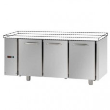 3 doors Stainless Steel GN 1/1 Refrigerated Counter without working top, designed for Normal Temperature remote condensing unit,  with connections on the left side , Tecnodom TF03EKOSGSPSX