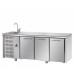 3 doors Stainless Steel GN 1/1 Refrigerated Counter with complete sink, with unit on the left side, Tecnodom TF03EKOGNSXL