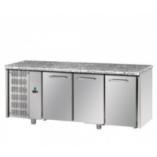 3 doors Stainless Steel GN 1/1 Refrigerated Counter with Granite working top, with unit on the left side, Tecnodom TF03EKOGNSXGRA