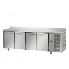 Морозильный стол, GN 1/1 из нержавеющей стали с 4 дверьми, с столешницей 100 мм и бортиком,Tecnodom TF04EKOGNAL