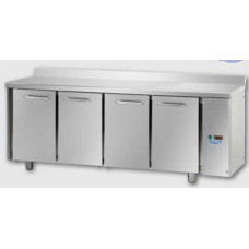 4 doors Stainless Steel GN 1/1 Refrigerated Counter with 100 mm rear riser working top, designed for Normal Temperature remote condensing unit, Tecnodom TF04EKOSGAL