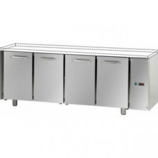 Морозильный стол, GN 1/1 из нержавеющей стали с 4 дверьми, с столешницей 100 мм и бортиком, предназначенный для выносного конденсатора нормальной температуры,Tecnodom TF04EKOSGSP