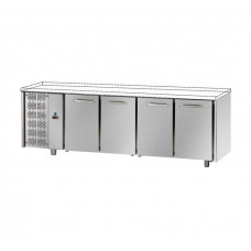 4 doors Stainless Steel GN 1/1 Refrigerated Counter without working top, with unit on the left side, Tecnodom TF04EKOSPSX