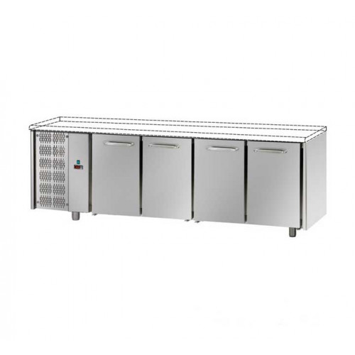 4 doors Stainless Steel GN 1/1 Refrigerated Counter without working top, with unit on the left side, Tecnodom TF04EKOSPSX