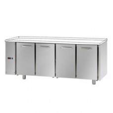 4 doors Stainless Steel GN 1/1 Refrigerated Counter without working top, designed for Normal Temperature remote condensing unit, with connections on the left side, Tecnodom TF04EKOSGSPSX