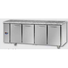 4 doors Stainless Steel GN 1/1 Refrigerated Counter with Granite working top,designed for Normal Temperature remote condensing unit, with connections on the left side, Tecnodom TF04EKOSGSXGRA