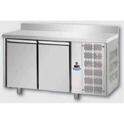 Masă frigorifică, din otel inoxidabil, MID GN 1/1, cu 2 uși, cu suprafață de lucru 100 mm și plintă, Tecnodom TF02MIDGNAL