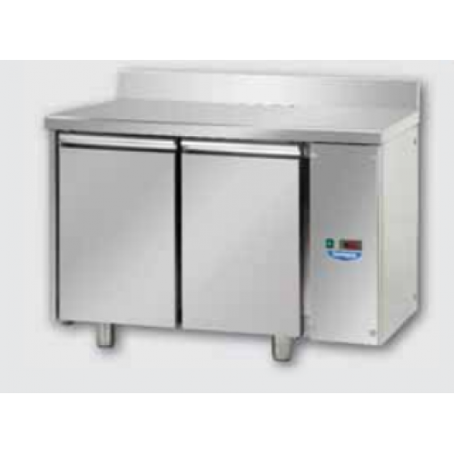 2 doors Stainless Steel GN 1/1 Refrigerated Counter with 100 mm rear riser working top, designed for Normal Temperature remote condensing unit, Tecnodom TF02MIDSGAL