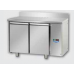 2 doors Stainless Steel GN 1/1 Refrigerated Counter with 100 mm rear riser working top, designed for Normal Temperature remote condensing unit, Tecnodom TF02MIDSGAL
